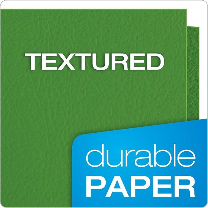 Oxford Two Pocket Folders, Textured Paper, Green, for School, Home, and Office, Letter Size, 25 Per Box (57503EE) (Pack of 5)