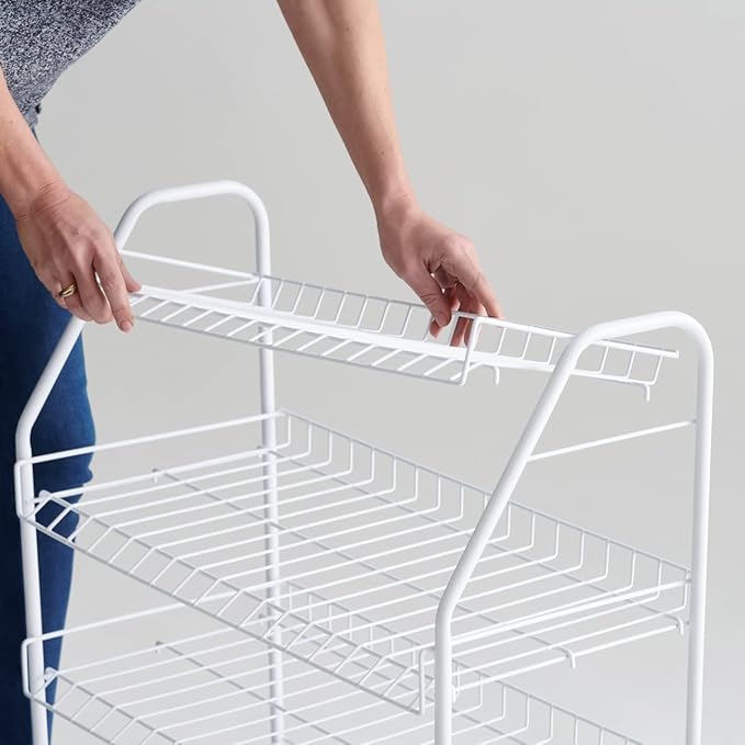 Rubbermaid 4-Tier Wire Shoe Rack, White, Simple Assemble, Storage Shelf for Organization in Bedroom/Closet