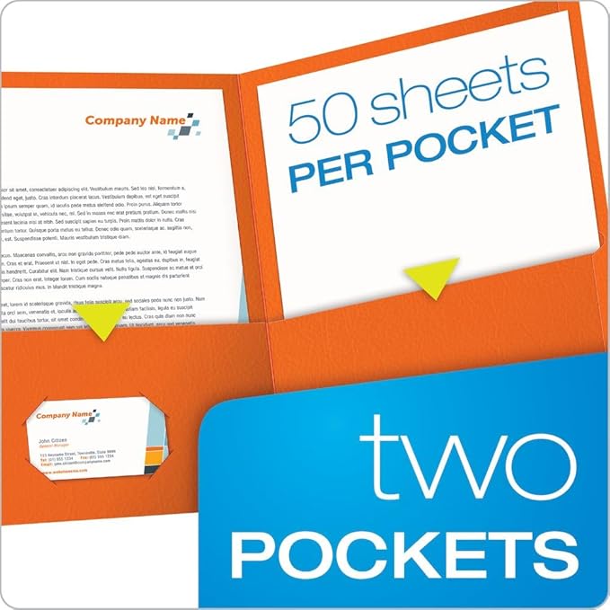 Oxford Twin-Pocket Folders,Textured Paper,Letter Size,Orange,Holds 100 Sheets (57510EE) 25 Count (Pack of 5)