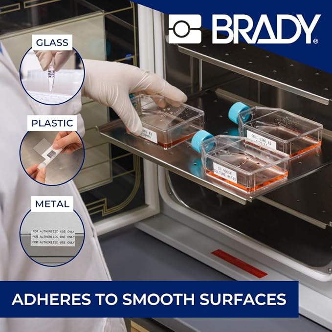 Brady Authentic (M5-194-481) StainerBondz™ Microscope Slide Matte Polyester Labels 0.75" H x 0.9" W Black on White, 320 Labels. for use with The BMP51 and M511 Label Printers