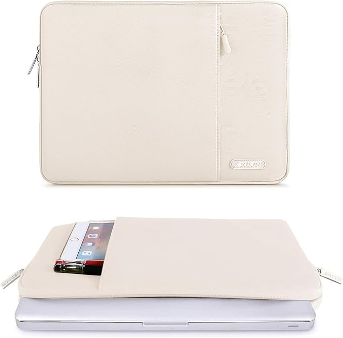 MOSISO Laptop Case 16 inch, 15-15.6 inch Laptop Sleeve Compatible with MacBook Pro 16 M4 M3 M2 M1, HP Acer Dell Lenovo ASUS Notebook, Polyester Vertical Computer Sleeve Bag with Pocket, Sand