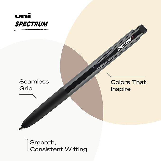 uniball Spectrum Retractable Gel Pens, Medium Point (0.7mm), Black Ink, 12 Pack
