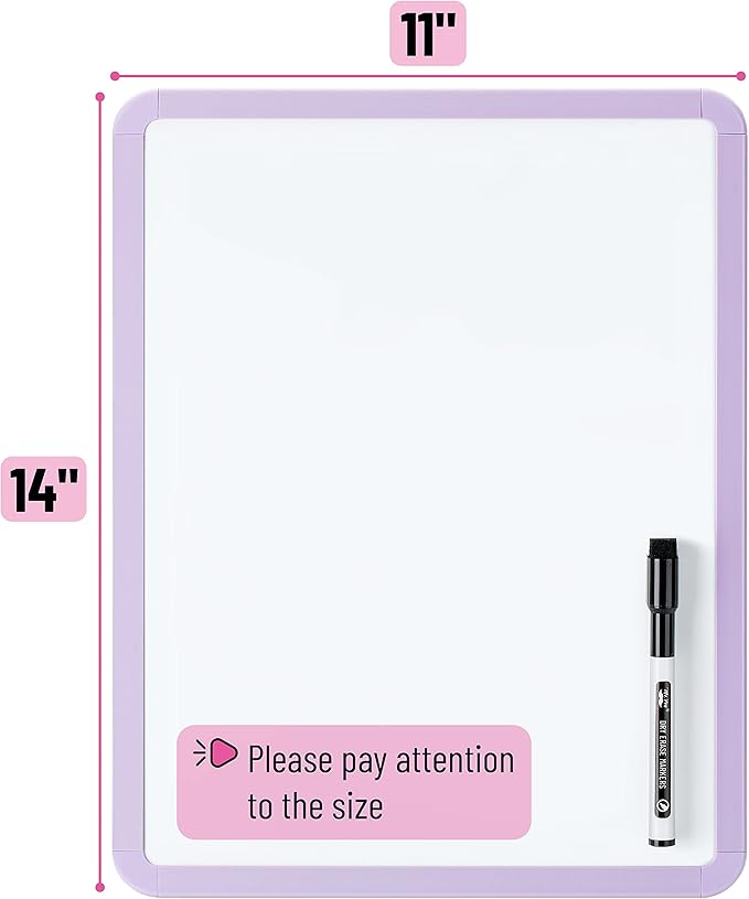 Mr. Pen- Dry Erase Board, 14” x 11” with a Black Dry Erase Marker, Small Mini White Board for Students