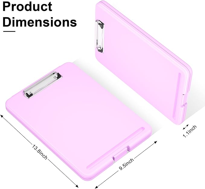Hongri Clipboard with Storage, 8.5 x 11 Nursing Clip Board Foldable Storage for Nurses, Lawyers, Students, Classroom, Office, School, Size 13.4 x 9.4 X 0.9 in, Pale Pink