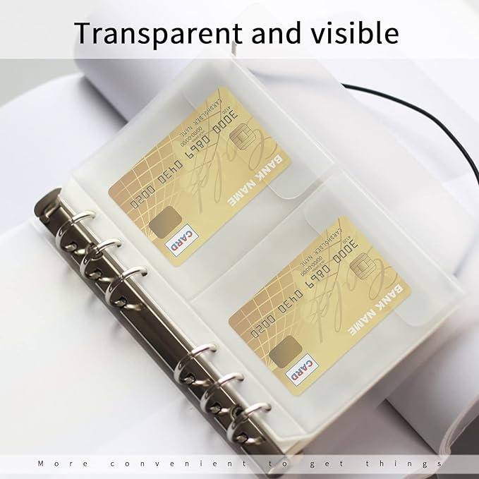 Binder Pockets, 12pcs A5 Size 6 Holes Binder Pockets, [Waterproof PVC Pouch] Premium Clear Binder Zipper Folders Document Filing Bags for 6-Ring Notebook Binder Loose Leaf Bags,-Clear