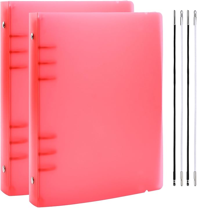 BAOFALI 2Pcs /Set A5 6 Ring Binder Cover Clean Transparent Soft PVC for Refillable Notebook Shell withMatte surfaceforStamp & Die Storage (Red)