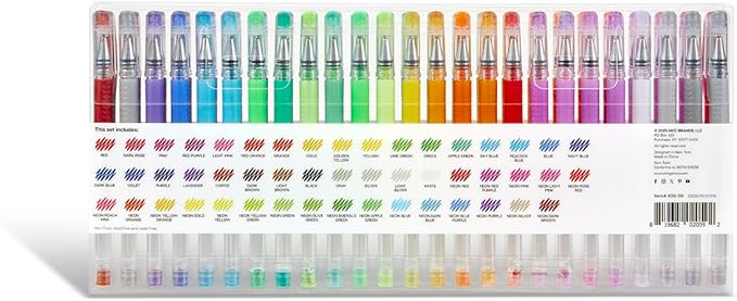 KINGART Glitter Rollerball Gel Pens, 50 Sparkling Colors with Soft-Grip Comfort, XL Ink Cartridge - More Ink, Great for All Ages, Writing, Coloring, Doodling, Scrapbooking, Journaling & More