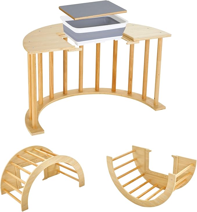GOME Activity Sensory Arch Table for Toddlers,Kids Table with Toys Storage Bin and Black/White Board for Study and Play Gifts for Children