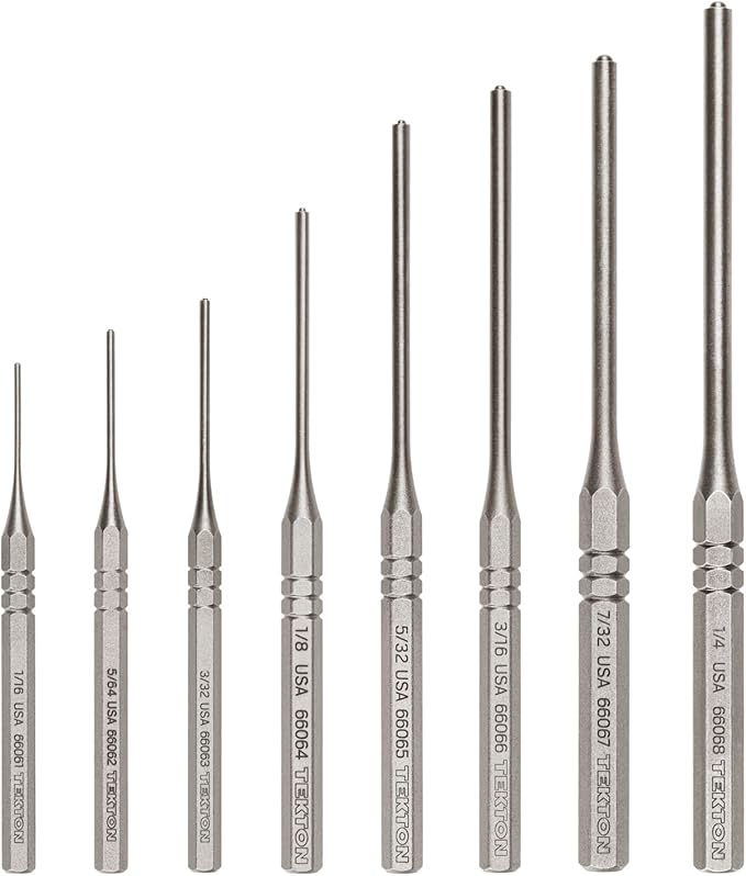 TEKTON Roll Pin Punch Set, 8-Piece (1/16-1/4 in.) | PNC93001 | Made in USA