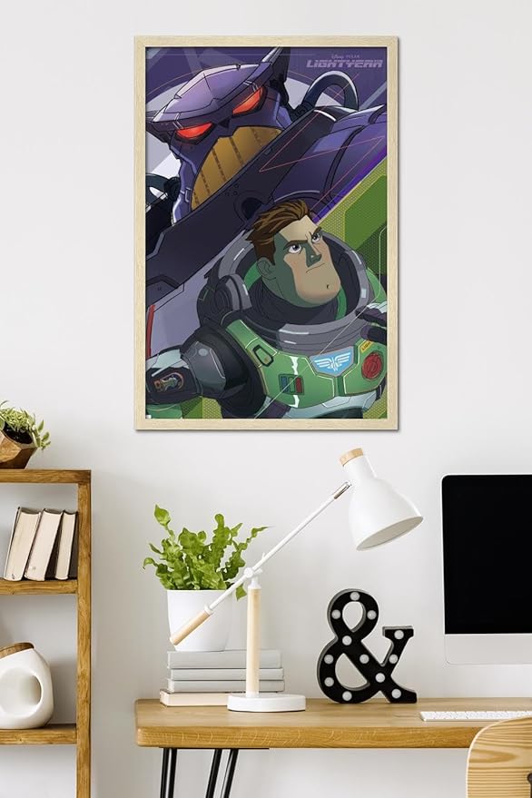 Trends International Disney Pixar Lightyear - Buzz and Zurg Wall Poster, 34L x 22.4W, Blonde Framed Version