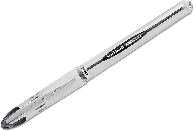 Uni-Ball Vision Elite Stick Roller Ball Pens, Bold Point, Black Ink, 6 Pens