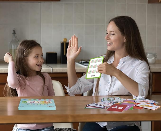ZazzyKid Flash Cards for Toddlers Learning: 54 Double Sides Flashcards for Alphabets, Numbers, Colors, Shapes - Educational Toys for Preschool