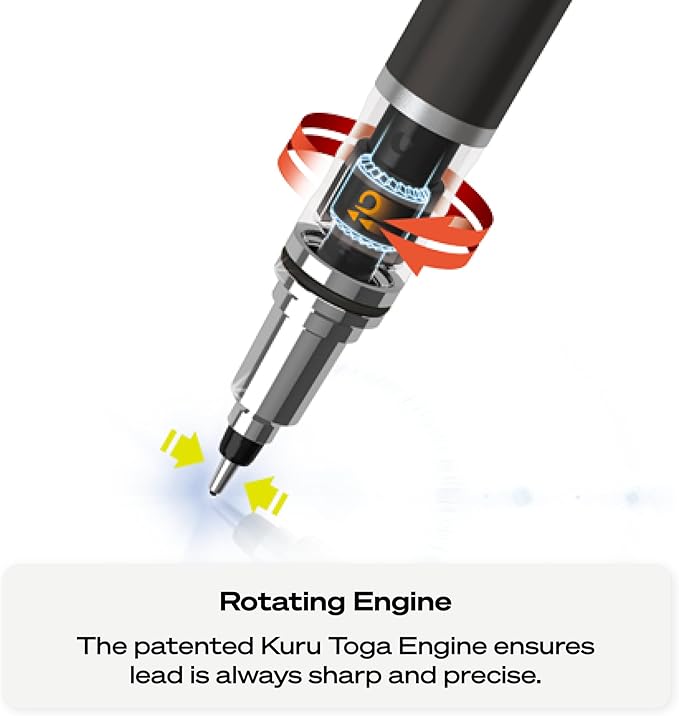 uniball Kuru Toga Elite Mechanical Pencil Starter Kit, 0.5mm, HB #2, Silver Barrel, 1 Pack
