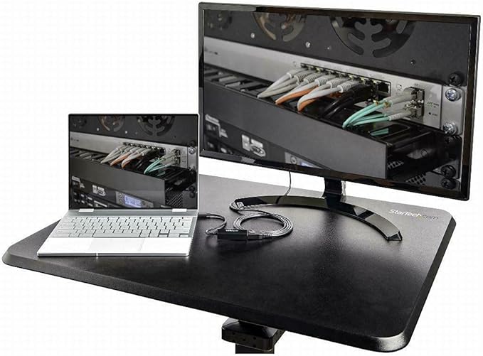 StarTech.com Mobile Standing Desk - Portable Sit Stand Ergonomic Height Adjustable Cart on Wheels - Rolling Computer/Laptop Workstation Table with Locking One-Touch Lift for Teacher/Student (STSCART2)