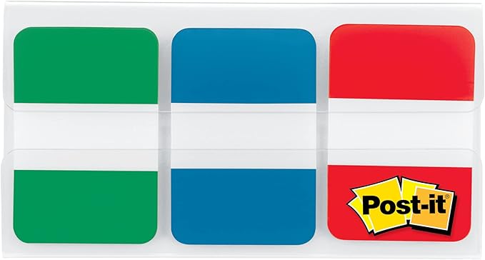 Post-it 686GBR File Tabs 1 x 1 1/2 Blue/Green/Red 66/Pack