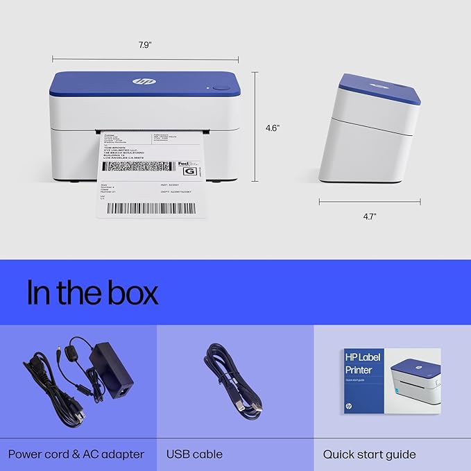 HP Work Solutions Compact Shipping 4x6 Thermal Label Printer KE100 Easy-to-use, High-Speed Printer for Home Office Supports PC & Mac