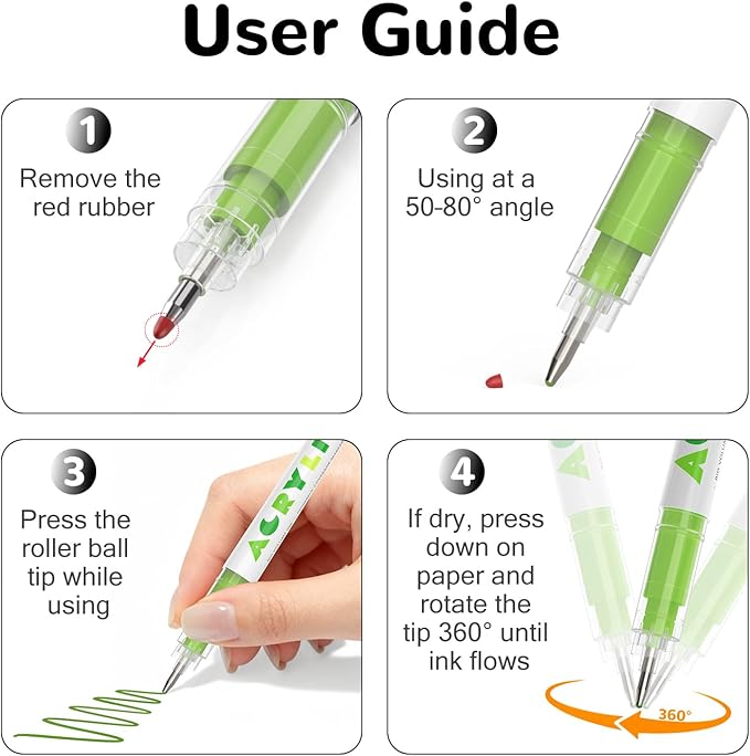 Guangna Acrylic Gel Pens 12 Color, Colored Pens for Journaling, Coloring Books, Calligraphy, Note Taking & DIY Crafts, RollerBall Pen Tip (Pink)