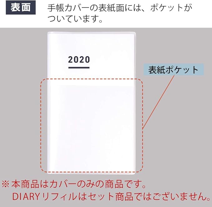 Kokuyo Transparent Cover for JIBUN_TECHO B6 Slim Size Notebook, 7.5" x 9.8", 0.2 mm Thick, with 1 Pen Loop & 4 Card Holders, Japan Import (NI-JGM61)