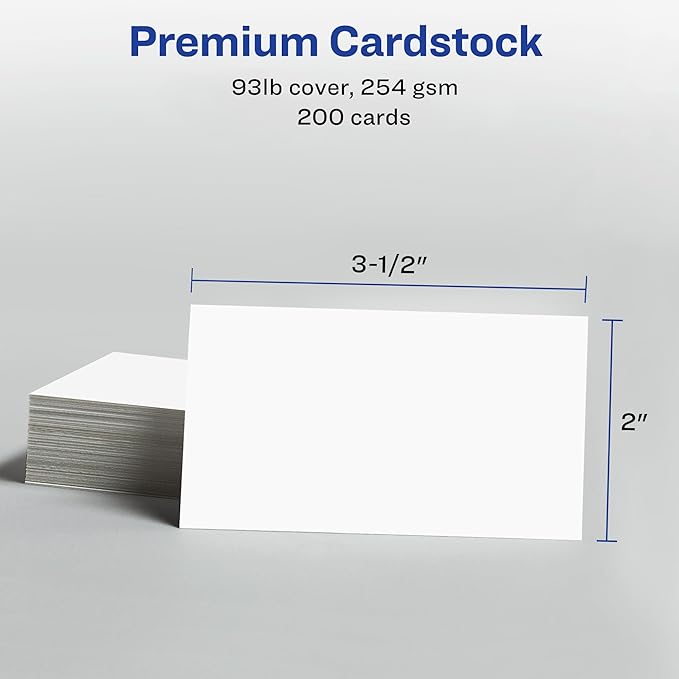 Avery Clean Edge Printable Business Cards with Sure Feed Technology, 2" x 3.5", White, 200 Blank Cards for Inkjet Printers (08871)