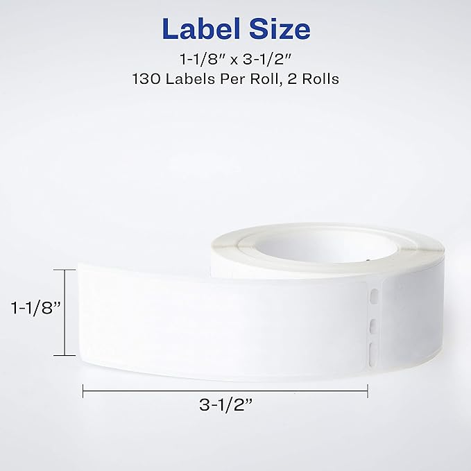 Avery Direct Thermal Address Labels, 1-1/8" x 3-1/2", White, Comparable to DYMO 30251, 130 Blank Labels per Roll, 2 Rolls, 260 Total (4150)