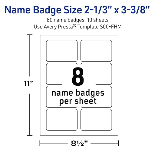 Avery Printable Christmas Adhesive Name Badges, Rectangle, 2-1/3" x 3-3/8", Pre-Printed Holly Jolly Metallic Sparkles Design, Matte White, Laser & Inkjet Compatible, 80 Total