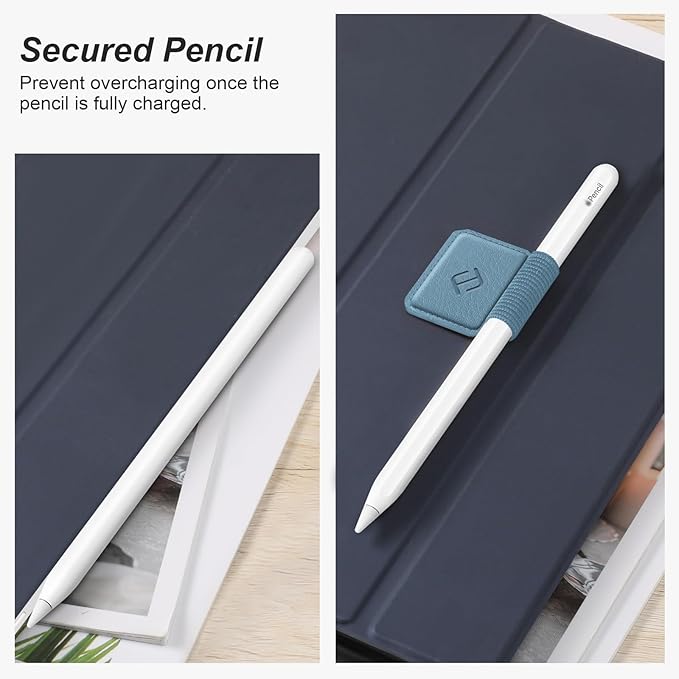 Fintie 4 Pack Pen Loop Holder for Apple Pencil Pro, Apple Pencil (USB-C / 1st / 2nd Generation) and Stylus Pens, Elastic Adhesive Leather Sleeve Attached to Cases, Ocean Blue