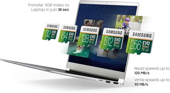 SAMSUNG ELECTRONICS EVO Select 256GB MicroSDXC UHS-I U3 100MB/s Full HD & 4K UHD Memory Card with Adapter (MB-ME256HA)
