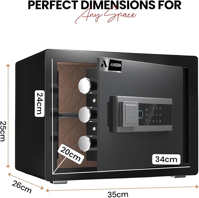 Amazon Basics Steel Home Security Safe with Electronic Keypad, Programmable Combination Lock for Documents, Jewelry, Valuables, Removable Shelf, 1.52 Cubic Feet, Black, 13.8"W x 13"D x 16.5"H