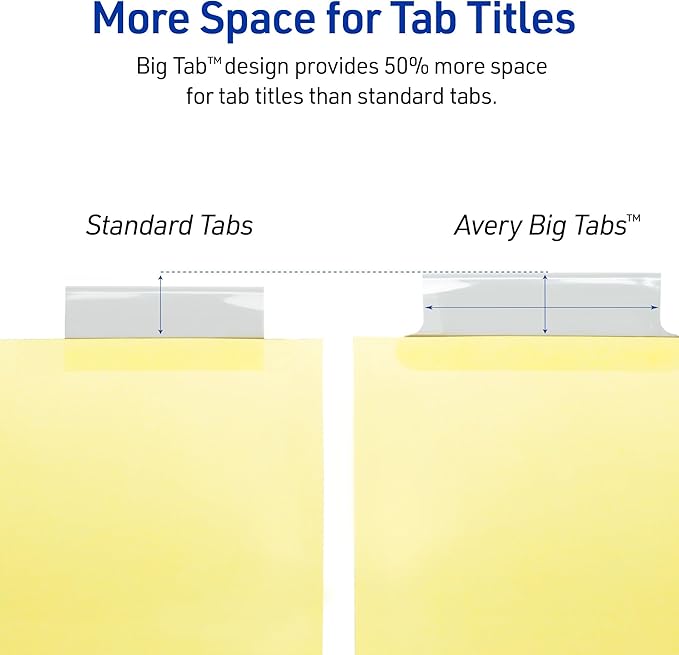 Avery Insertable Dividers for 3 Ring Binder, 5-Tab Set, Clear Big Tabs, Buff Paper with Gold-Reinforced, 1 Set, Great for Organizing Projects, Reports, Finances, and More (11110)