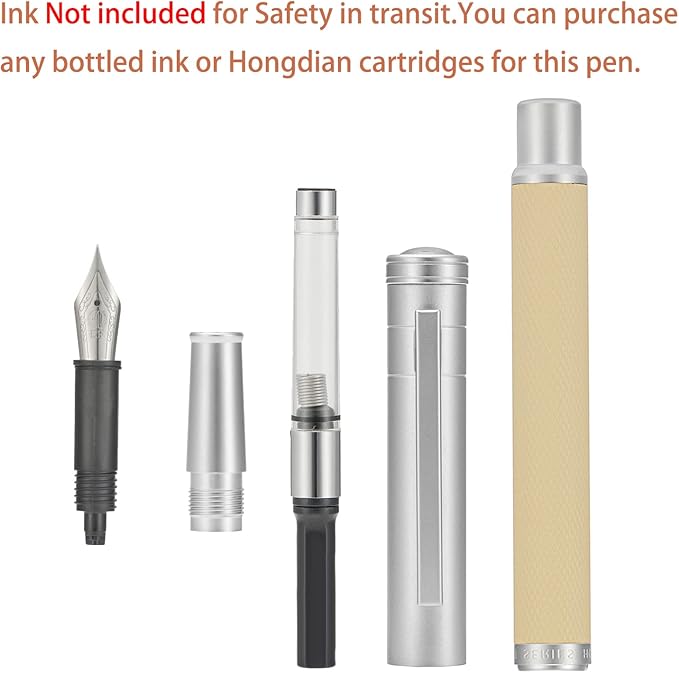 Silver Birch Forest Aluminum Fountain Pen Fine Nib with Converter and Metal Gift Box Set By Asvine