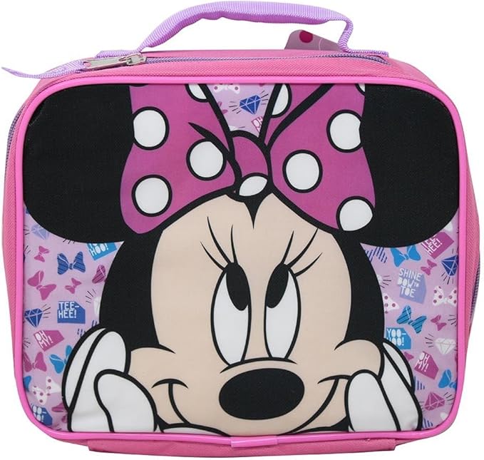 Minnie Mouse Mini Backpack with Lunch Box Set - Bundle 11" Backpack, Lunch Bag, Stickers, More | Minnie Mouse School Supplies for Kids