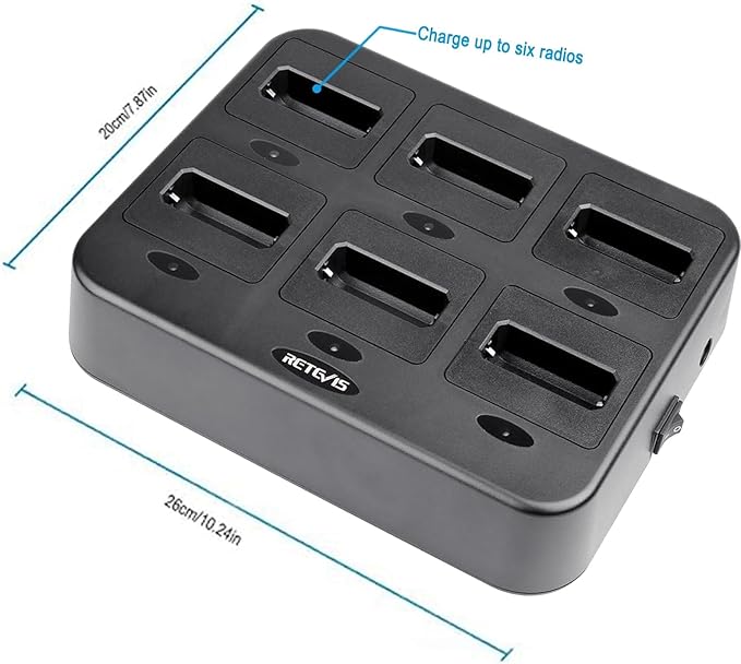 Retevis RT22 Six Way Charger, Multi Unit Charging Station, Walkie Talkie Charger, Compatible with Retevis RT22 RT22S RB19 RB19P RB39 RB39P Two Way Radio(5 Pack)