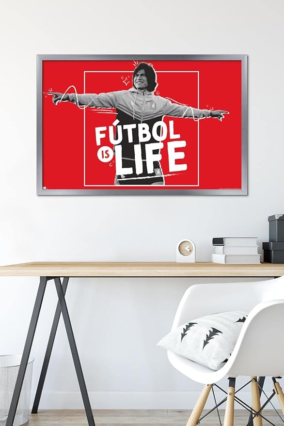 Ted Lasso - Futbol is Life Wall Poster, 34L" x 22.4W", Silver Framed Version