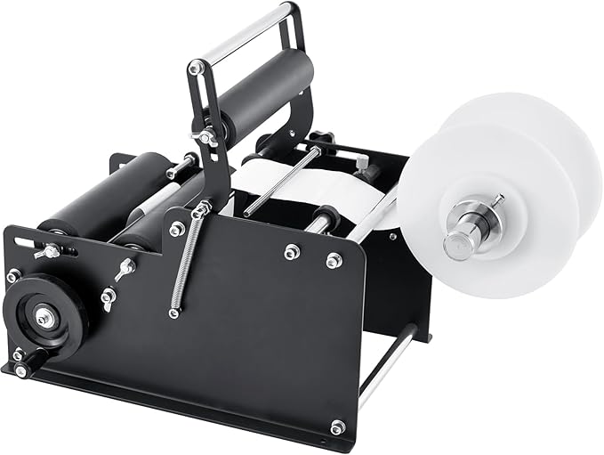 VEVOR Manual Round Labeling Machine, 15-20pcs/min, Applicator for Round Bottles, Adjustable for 0.78-4.72 inch Diameter (with Pressing Bar)