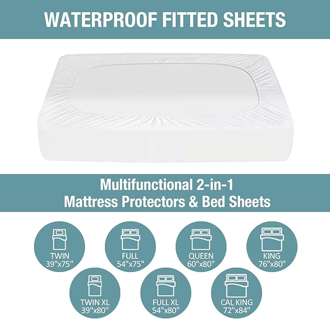 Bedecor Full Waterproof Mattress Protector,Pee and Bed Wetting Protection Cover for Kids and Pets, Fitted Deep Pocket for 9-18 Inch Deep