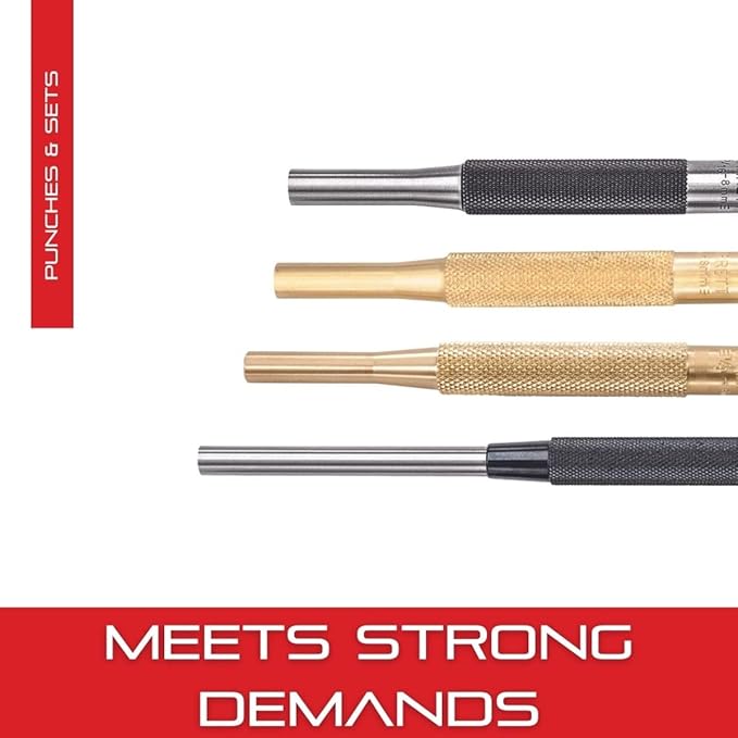 Starrett Steel Center Punch with Square Shank and Knurled Finger Grip - Hardened and Tempered Steel, 88mm Length, 2mm Diameter Tapered, 9.5mm Square Thickness - 264B