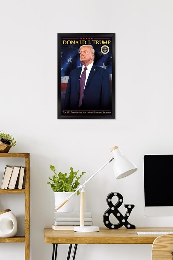 President Donald Trump - 47th President Wall Poster, 22.4L" x 14.7W", Black Framed Version