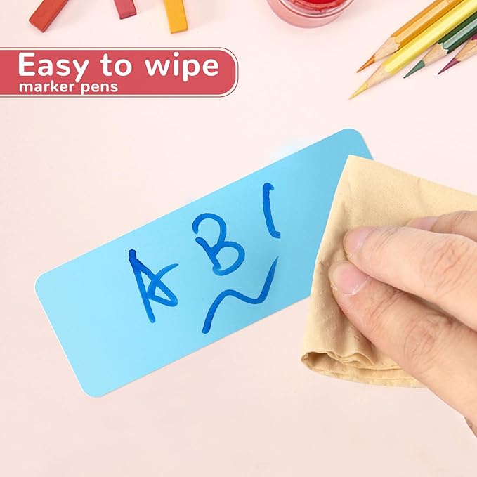 72 Pcs Dry Erase Magnetic Labels, 3.2 x 1.2 Reusable Writable Magnetic Name Tags Magnetic Label Stickers for Whiteboard, Refrigerator, Locker Classroom Office Home (8 Colors)