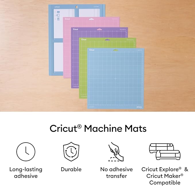 Cricut Cutting Mat Variety Pack (8 Count, 12in x 12in) - for Explore & Maker Machines - Includes 4 StandardGrip, 2 LightGrip, 2 StrongGrip