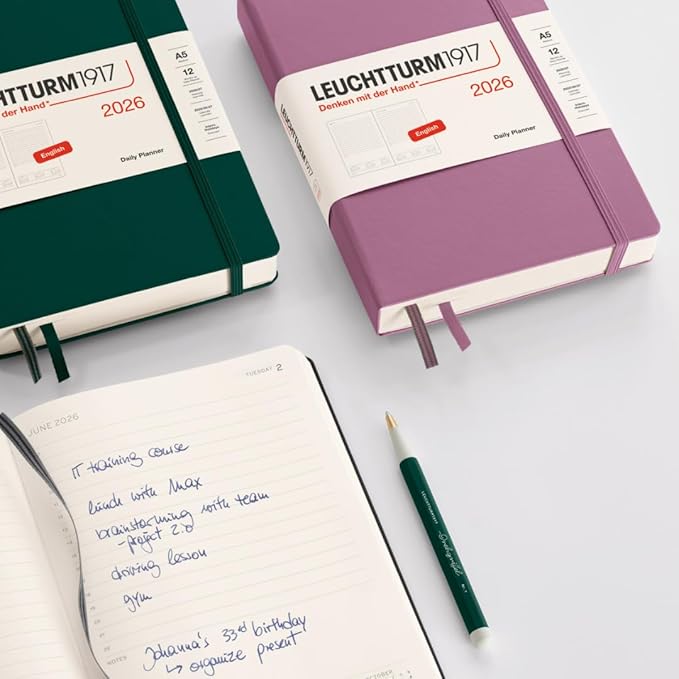 LEUCHTTURM1917 - Daily Planner 2026, Hardcover, Medium (A5), Ruled, Rising Sun (Jan 1 - Dec 31, 2026)