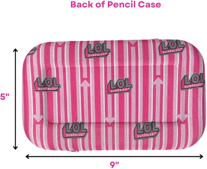 LOL Surprise Doll Pencil Case Set with LOL Stickers and Gel Pens for Girls, Molded with Zip Closure, Pink