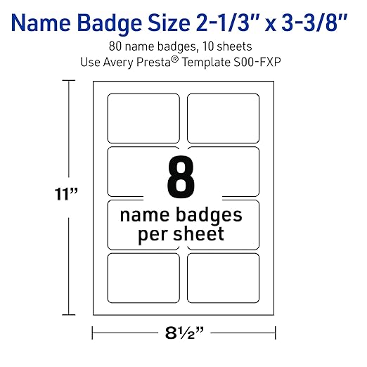 Avery Printable Adhesive Name Badges, 2-1/3" x 3-3/8", Pre-Printed Black Border with Metallic Gold Bow Design, Matte White, Laser & Inkjet Compatible, 80 Total