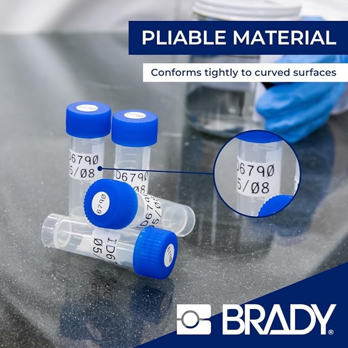 Brady Authentic (M5-75-461) Self-Laminating Cryogenic Polyester Labels 1" H x 2.625" W Black on White, Clear, 120 Labels. for use with The BMP51 and M511 Label Printers