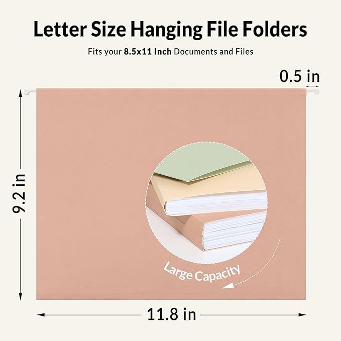 SUNEE Hanging File Folders, 6 Pack Letter Size Hanging File Folders with 1/5-Cut Tabs, Ideal for Home and Office Organization and Papers Classification,Morandi Colors