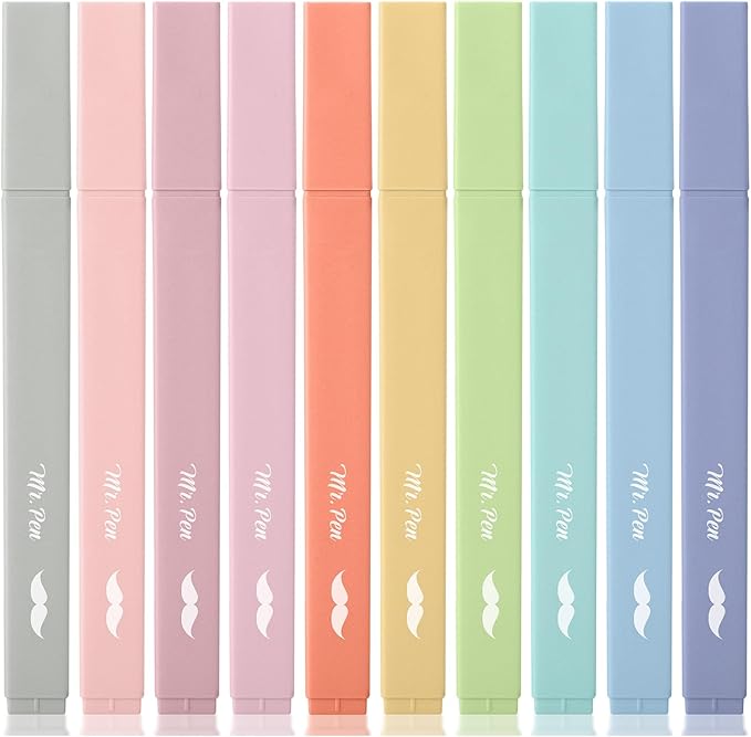 Mr. Pen- Aesthetic Bible Highlighters No Bleed Through, 10 Pack, Retro Colors, Cute Highlighter for Journaling Supplies and School Accessories, Bible Highlighters and Pens No Bleed