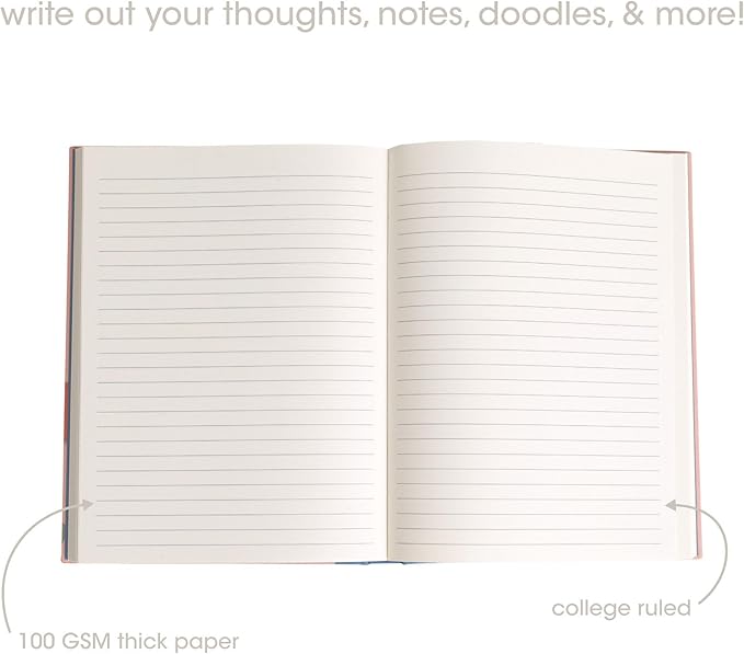 Pearhead Blue Matchbook Hardcover Journal, 6x8 College-Ruled Lined Notebook, 200 Pages, Trendy Writing Journal for Work, School & Everyday Notes