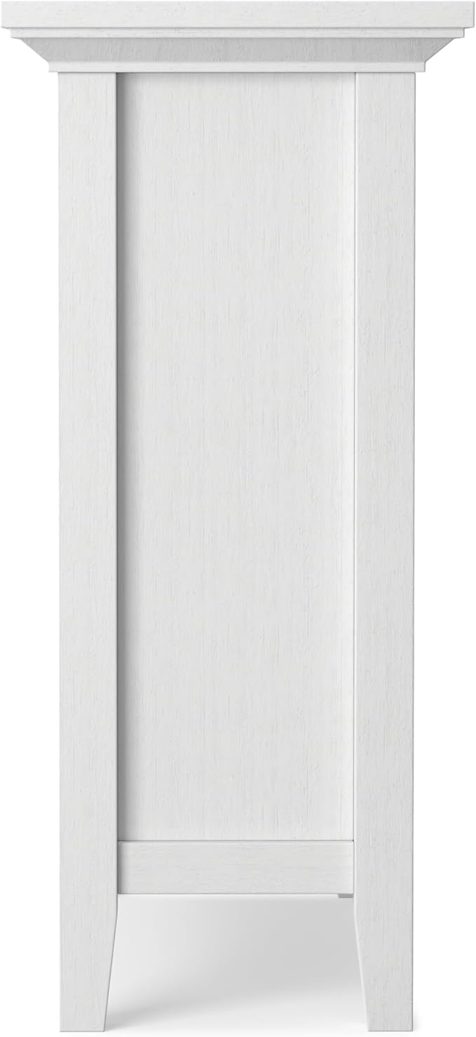 SIMPLIHOME Redmond Storage Cabinet - 32 inch Wide Solid Wood 2-Shelf Low Storage Cabinet in White, Transitional Accent Cabinet for Entryway with Adjustable Shelves and Tapered Legs