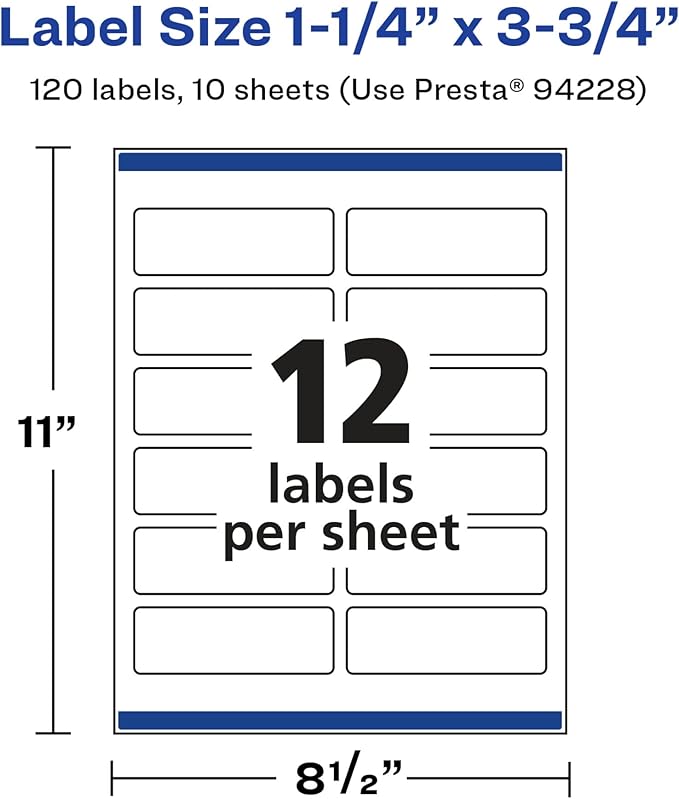 Avery Glossy White Rectangle Labels, Sure Feed Technology, 1.25" x 3.75", 120 Glossy White Labels, Print-to-The-Edge, Permanent Adhesive, Laser/Inkjet Printable
