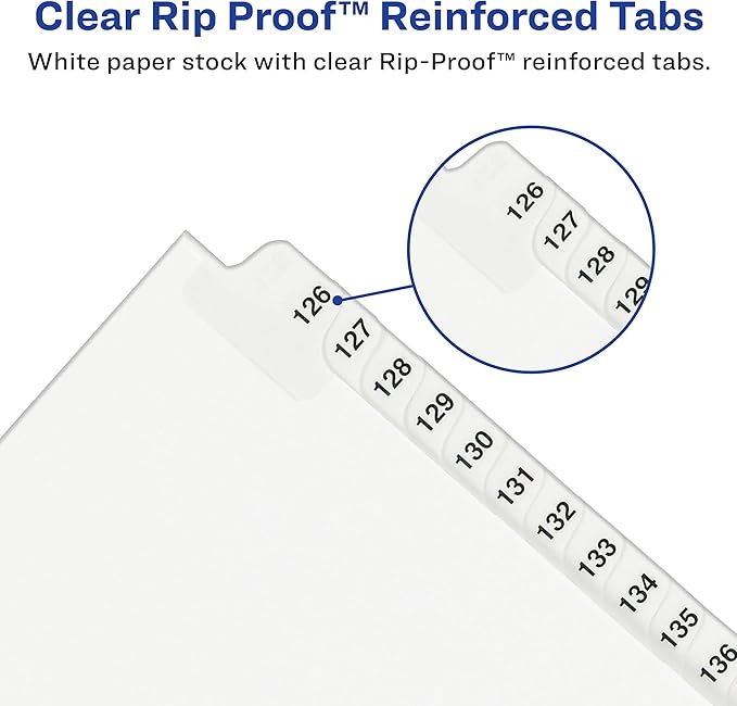 Avery Legal Dividers, Standard Collated Sets, 101-125 Tab Set (01334)