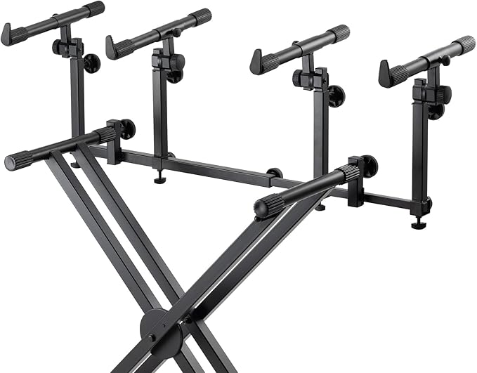 On-Stage KSA8500 Deluxe Keyboard Tier (Multi-Level Keyboard Support for Stacking Digital Pianos, MIDI Controllers, Synthesizers&Organs, Up to 66LBs, Adjustable Arm, Fits X-Style Stands, Black)